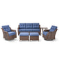 6-Piece Luxury Outdoor Patio Set - High Back Wicker Swivel Glider Chairs with Sofa & Ottoman, Ovolo Series