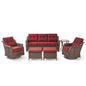 6-Piece Luxury Outdoor Patio Set - High Back Wicker Swivel Glider Chairs with Sofa & Ottoman, Ovolo Series