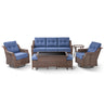7-Piece Luxury Outdoor Conversation Set - High Back Swivel Glider Chairs with 3-Seat Sofa & Ottoman, Ovolo Series - Belord