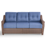 Luxury Wicker 3-Seat Sofa– High Back Design with 6" Premium Thick Cushions, Ovolo Series - Belord