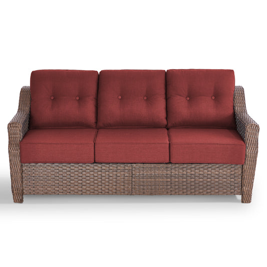 Luxury Wicker 3-Seat Sofa– High Back Design with 6" Premium Thick Cushions, Ovolo Series