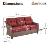 Luxury Wicker 3-Seat Sofa– High Back Design with 6" Premium Thick Cushions, Ovolo Series - Belord