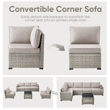 Belord 78-inch modular wicker patio sofa with three seats and plush cushions, part of the PAD Series.