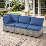 Belord 78-inch modular wicker patio sofa with three seats and 4-inch cushions from the PAD Series, showing the stylish outdoor seating.