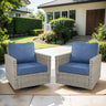 Pair of Belord oversized swivel rocker patio chairs with high backrests and 4-inch cushions from the PAD Series.