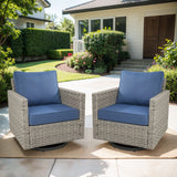 Pair of Belord oversized swivel rocker patio chairs with high backrests and 4-inch cushions from the PAD Series.