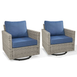 Pair of Belord oversized swivel patio rocker chairs with high backs and 4-inch cushions from the PAD Series, ideal for outdoor relaxation.