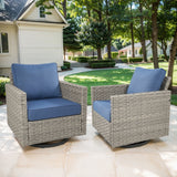 Pair of Belord oversized swivel rocker patio chairs with high backrests and 4-inch cushions from the PAD Series.