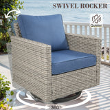 Pair of Belord oversized patio swivel rocker chairs with high backrests and 4-inch cushions from the PAD Series.