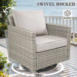 Pair of Belord oversized swivel patio rocker chairs with high backrests and 4-inch cushions from the PAD Series.