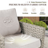 Pair of Belord oversized swivel patio rocker chairs with high backrests and 4-inch cushions from the PAD Series, shown outdoors.