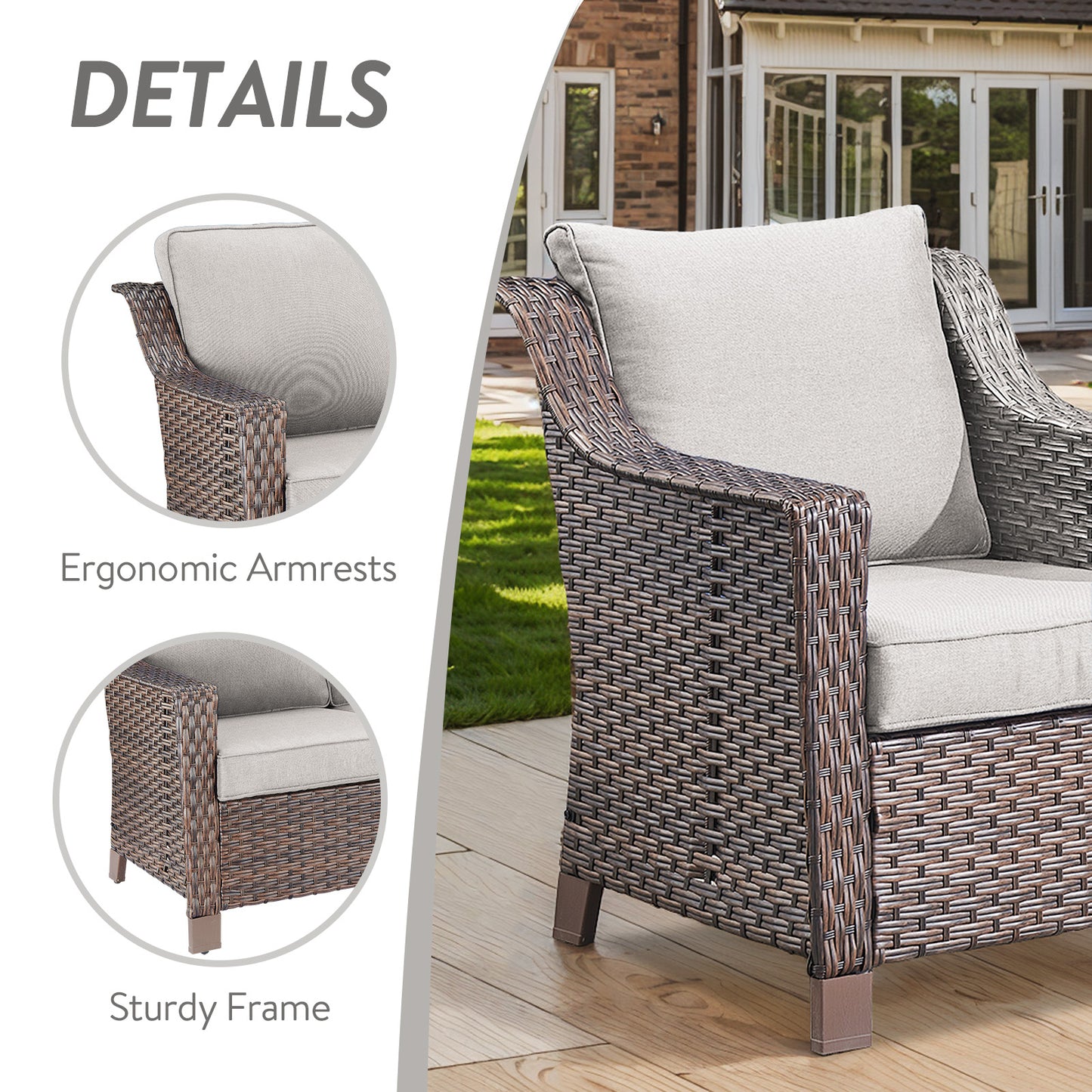 4PC Patio Seating Set with 2 Lounge Chairs & 2 Ottomans, DAR Series