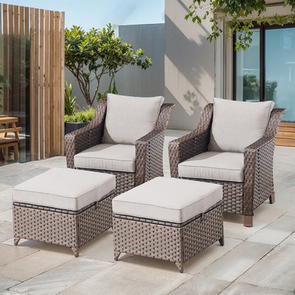 4PC Patio Seating Set with 2 Lounge Chairs & 2 Ottomans, DAR Series