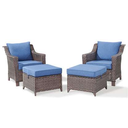 4PC Patio Seating Set with 2 Lounge Chairs & 2 Ottomans, DAR Series