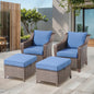 4PC Patio Seating Set with 2 Lounge Chairs & 2 Ottomans, DAR Series
