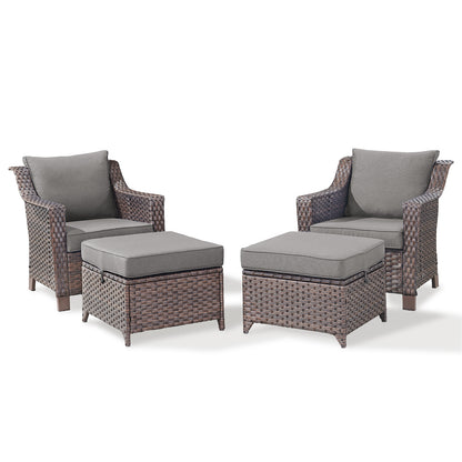 4PC Patio Seating Set with 2 Lounge Chairs & 2 Ottomans, DAR Series