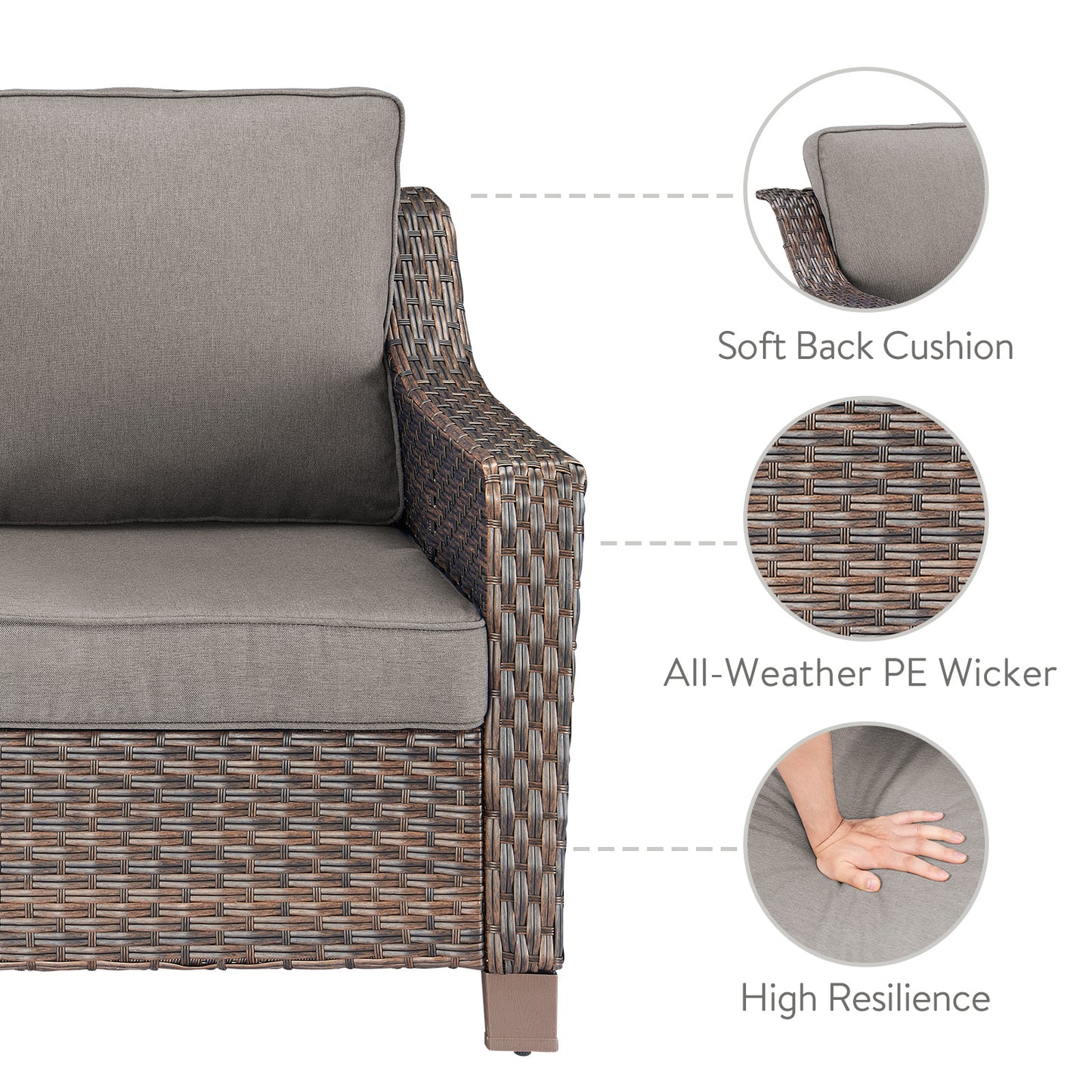 4PC Patio Seating Set with 2 Lounge Chairs & 2 Ottomans, DAR Series