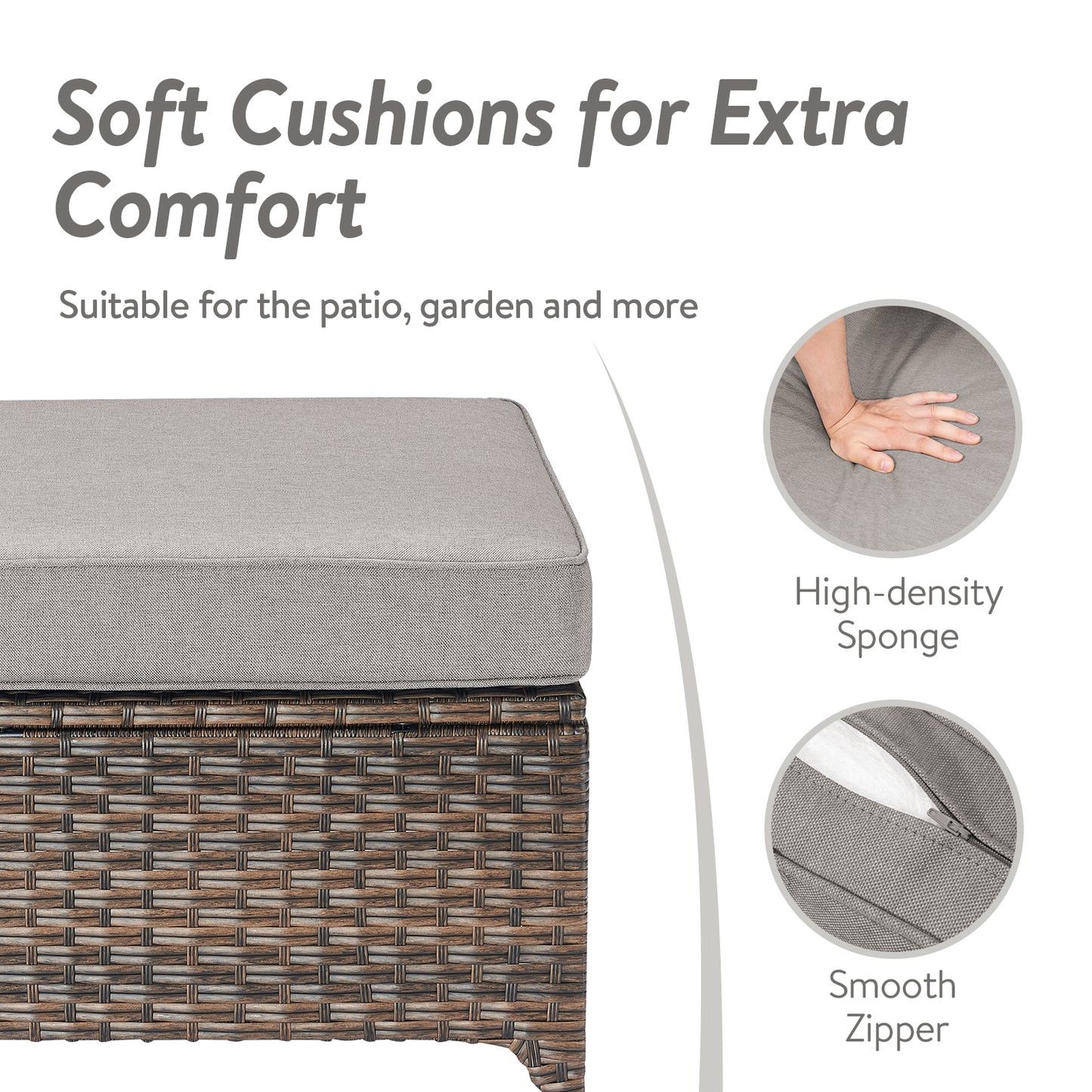 4PC Patio Seating Set with 2 Lounge Chairs & 2 Ottomans, DAR Series