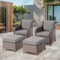 4PC Patio Seating Set with 2 Lounge Chairs & 2 Ottomans, DAR Series