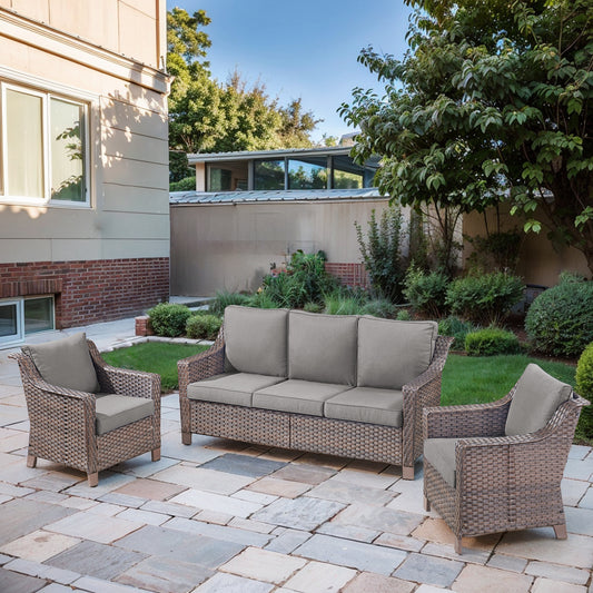 3PC Patio Conversation Set with 3-Seat Sofa & 2 Lounge Chairs, DAR Series