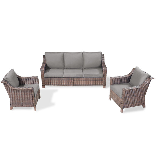 3PC Patio Conversation Set with 3-Seat Sofa & 2 Lounge Chairs, DAR Series