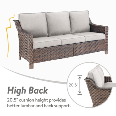 Belord 5-piece patio conversation set with sofa, swivel chairs, and ottomans arranged outdoors for relaxing gatherings.