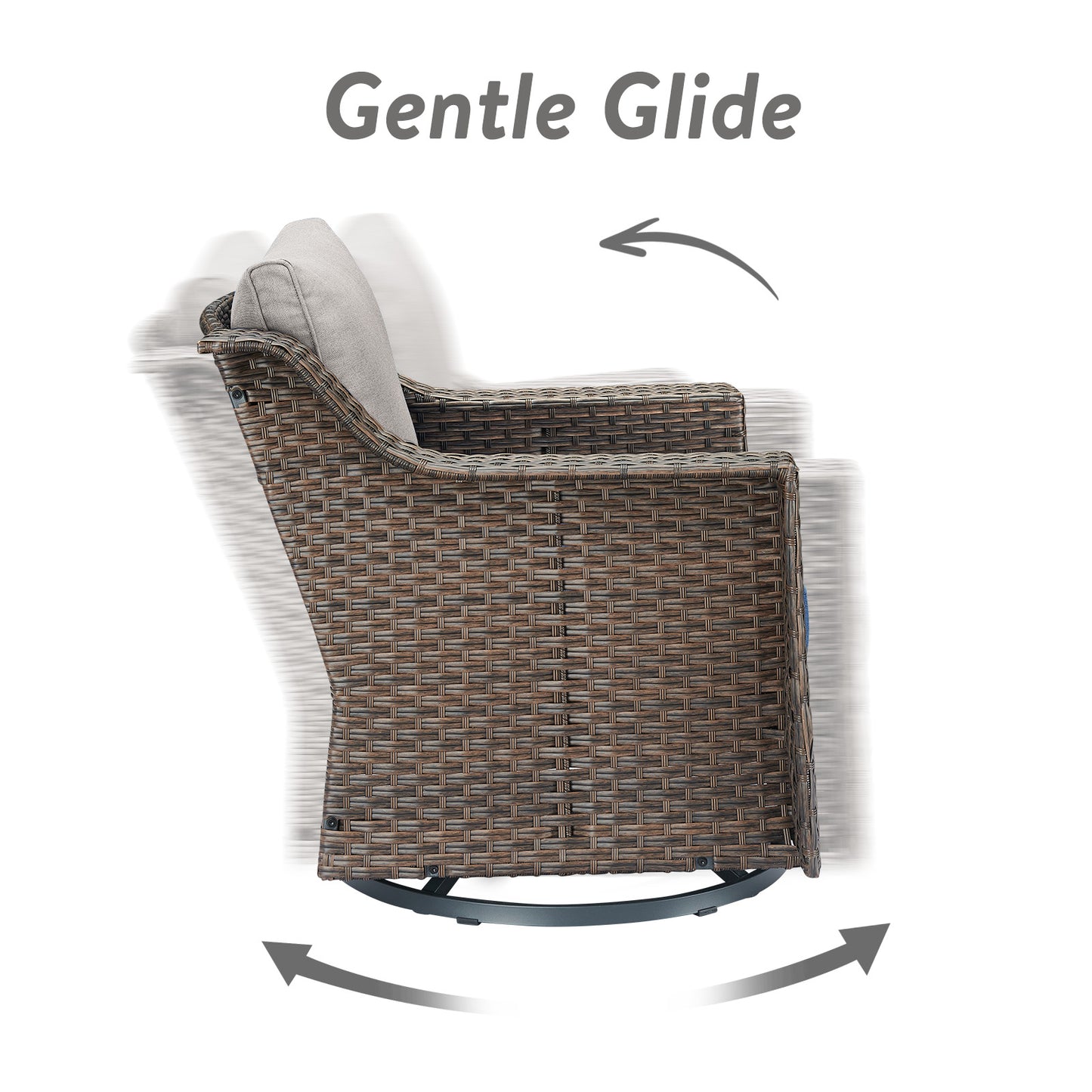 5PC Patio Conversation Set with Sofa, 2 Swivel Rocker Chairs & 2 Ottomans, DAR Series