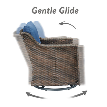 5PC Patio Conversation Set with Sofa, 2 Swivel Rocker Chairs & 2 Ottomans, DAR Series