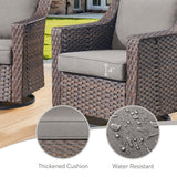 Belord 5-piece patio conversation set with sofa, swivel chairs, and ottomans, featuring plush cushions for outdoor lounging.