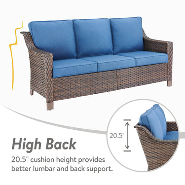 Belord 3-piece patio conversation set with sofa and swivel chairs, featuring comfortable cushions and modern outdoor design.