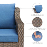 Belord 3-piece patio conversation set with sofa and swivel chairs, featuring comfortable outdoor furniture for relaxing gatherings.