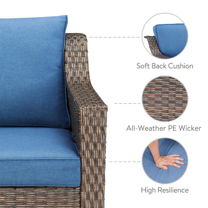 3PC Patio Conversation Set with 3-Seat Sofa & 2 Swivel Rocker Chairs, DAR Series