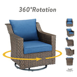 Belord 3-piece patio conversation set with sofa and swivel chairs, featuring weather-resistant cushions and stylish outdoor design.