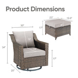 Belord 4-piece patio conversation set with swivel rockers and ottomans, outdoor furniture for relaxing outdoor gatherings.