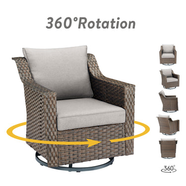 Belord 4-piece patio conversation set with swivel rockers and ottomans, outdoor furniture for relaxing outdoor gatherings