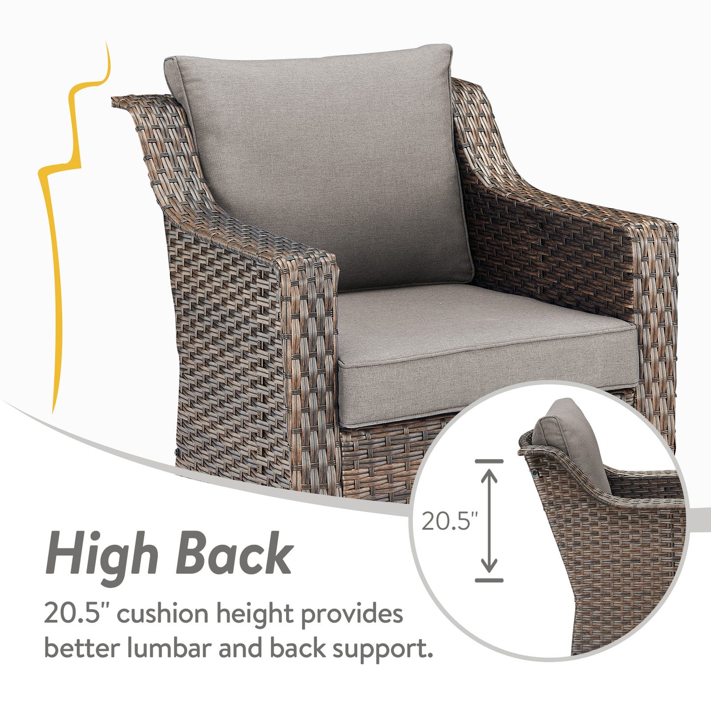 4PC Patio Seating Set with 2 Swivel Rocker Chairs & 2 Ottomans, DAR Series