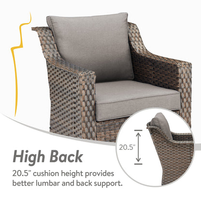 4PC Patio Seating Set with 2 Swivel Rocker Chairs & 2 Ottomans, DAR Series