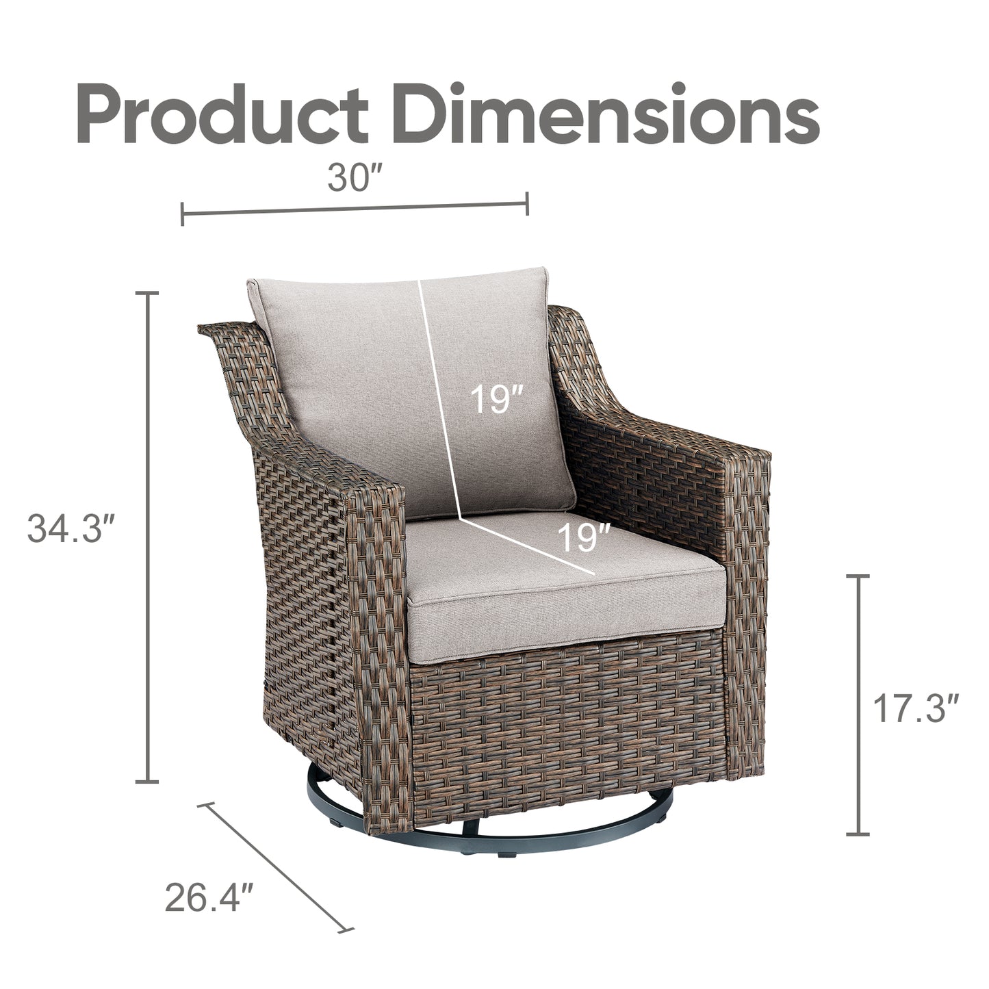4PC Patio Swivel Rocker Chair Set – Outdoor Conversation Seating, DAR Series