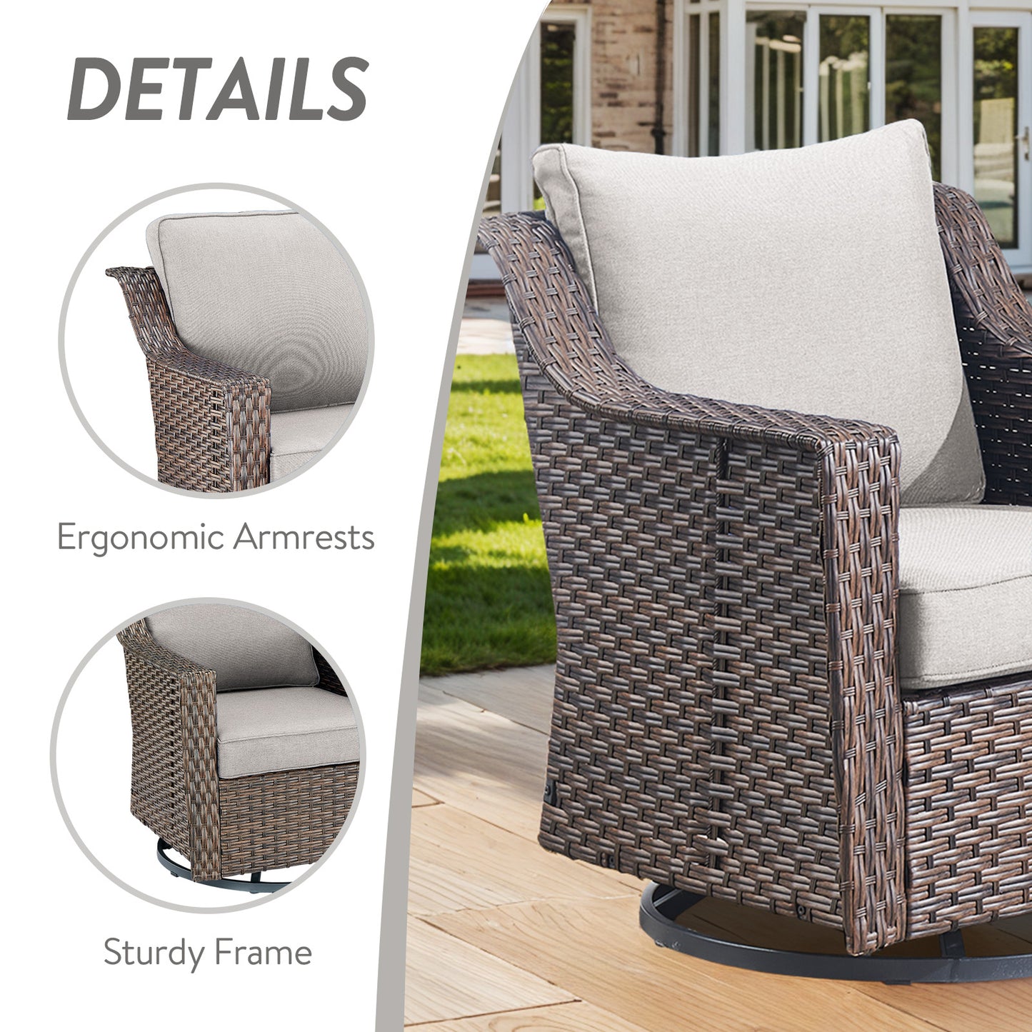 4PC Patio Swivel Rocker Chair Set – Outdoor Conversation Seating, DAR Series