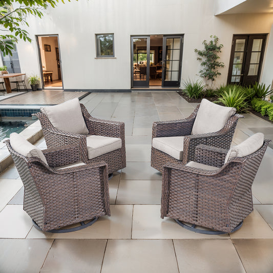 4PC Patio Swivel Rocker Chair Set – Outdoor Conversation Seating, DAR Series