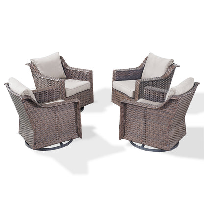 4PC Patio Swivel Rocker Chair Set – Outdoor Conversation Seating, DAR Series