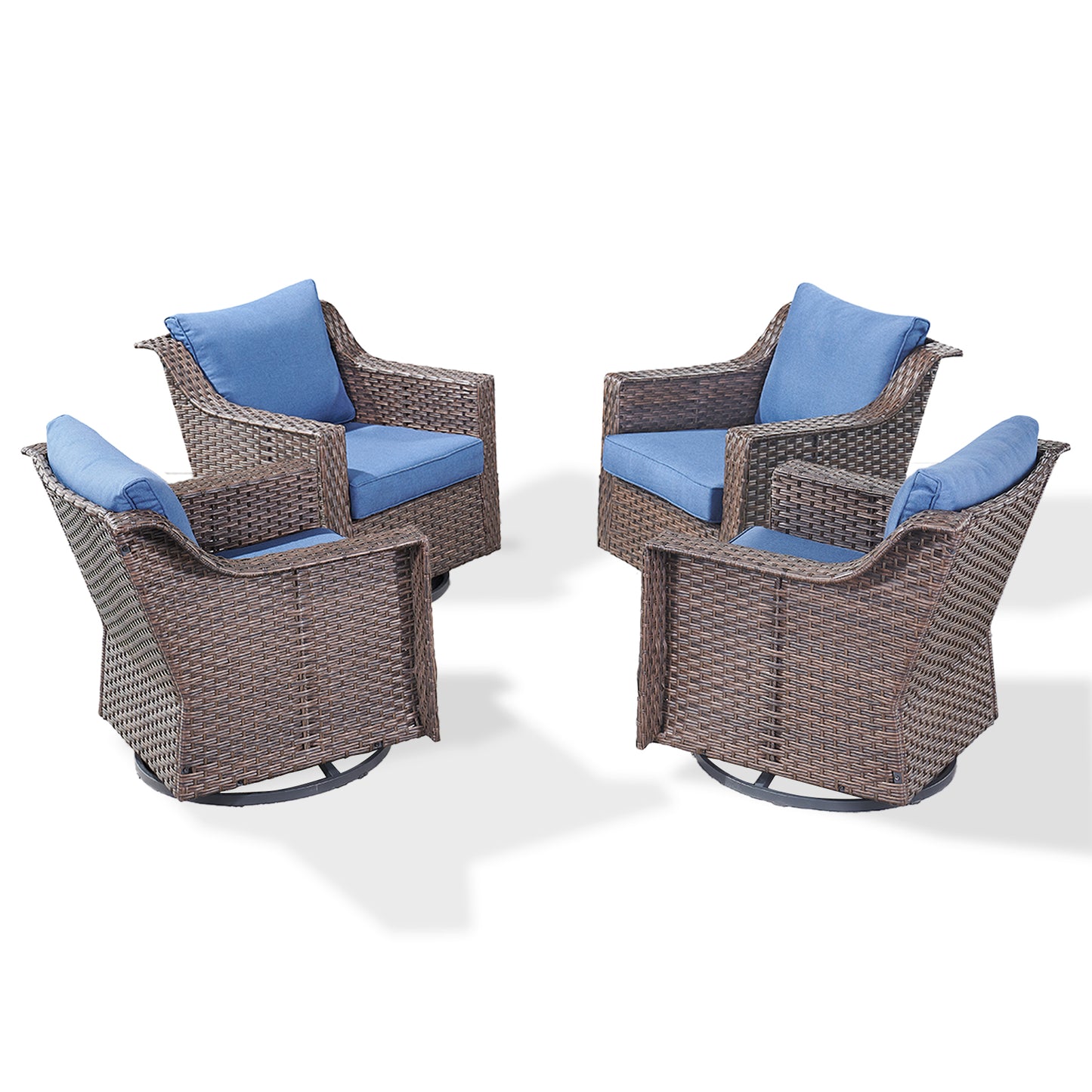 4PC Patio Swivel Rocker Chair Set – Outdoor Conversation Seating, DAR Series