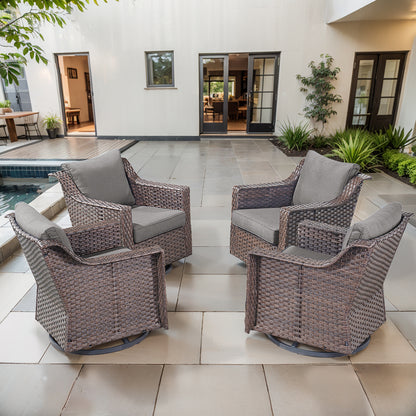 4PC Patio Swivel Rocker Chair Set – Outdoor Conversation Seating, DAR Series