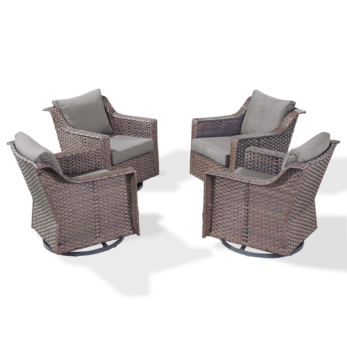 4PC Patio Swivel Rocker Chair Set – Outdoor Conversation Seating, DAR Series