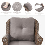Set of 2 Belord high-back wicker patio chairs with floral armrest design from FL Series, ideal for outdoor seating.