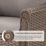 Set of 2 Belord high-back wicker patio chairs with floral armrest design, ideal for outdoor seating and garden patio decor.