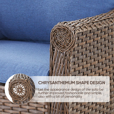 Belord wicker outdoor loveseat with high back and floral armrest design, ideal for patios, part of the FL Series.