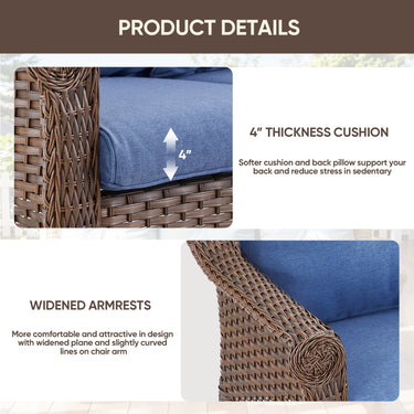 Belord wicker outdoor loveseat with high back and floral armrest design, perfect for patio lounging, part of the FL Series.