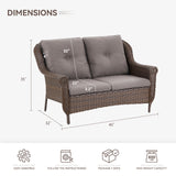 Belord wicker outdoor loveseat with high back and floral armrest design, ideal for patio seating, FL Series.