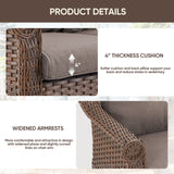 Belord 3-seat wicker outdoor patio sofa with high back and floral armrests, perfect for outdoor relaxation and stylish garden seating.